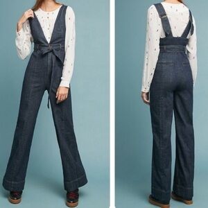 Anthropologie Pilcro & The Letterpress Denim Overall Bib Jumpsuit‎ Plunging V 2